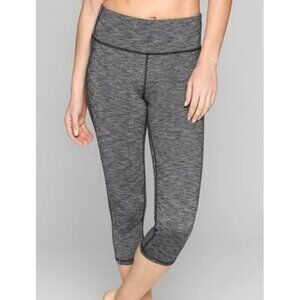 Athleta Womens Sz L Gray Energy Chaturanga Capri Crop Yoga Space Dye Leggings